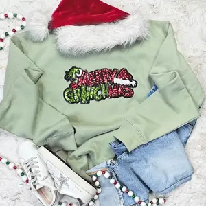 Merry GMas Sequin Patch – Red & Green with Santa Hat
