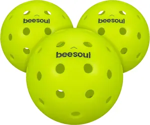 beesoul 3-Pack Premium Pickleball Balls, Outdoor 40-Hole Balls for Consistent Bounce, One-Piece Seamless Design, Built for All Skill Levels