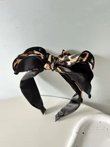 Leopard Print Bow Hairband, Hair Bows Headbands, Fashionable Accessory for Autumn Winter, Stylish Chic Headbands for Friends Family Outings, Trendy Hair Accessories