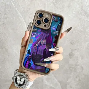 Arcane Jinx Collage Neon Blue Purple Pattern Printed Case for iPhone 16 Pro Max 15 14 13 12 11 XR XS Plus Soft TPU Shockproof Aesthetic Back Cover Gamer Gift