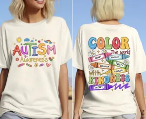 Autism Awareness Tshirt, Color The World With Kindness, In April We Wear Blue Sweatshirt Hoodie Comfort Colors
