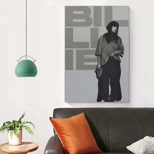 Billie Minimalist Black And White Canvas Poster Vintage Eilish Music Wall Art Home Room Aesthetic Decor Eco Friendly Fade Resistant Waterproof UV Protected Decoration