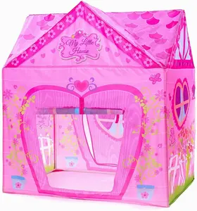 Kids Princess Castle Tent – Indoor/Outdoor Playhouse for 2-3 Toddlers, Foldable PVC Kids Play Tent, Pink Flower House 37x28x40 Inch, Durable Pop Up Playhouse for Girls, Birthday Gift, Pretend Play Tent