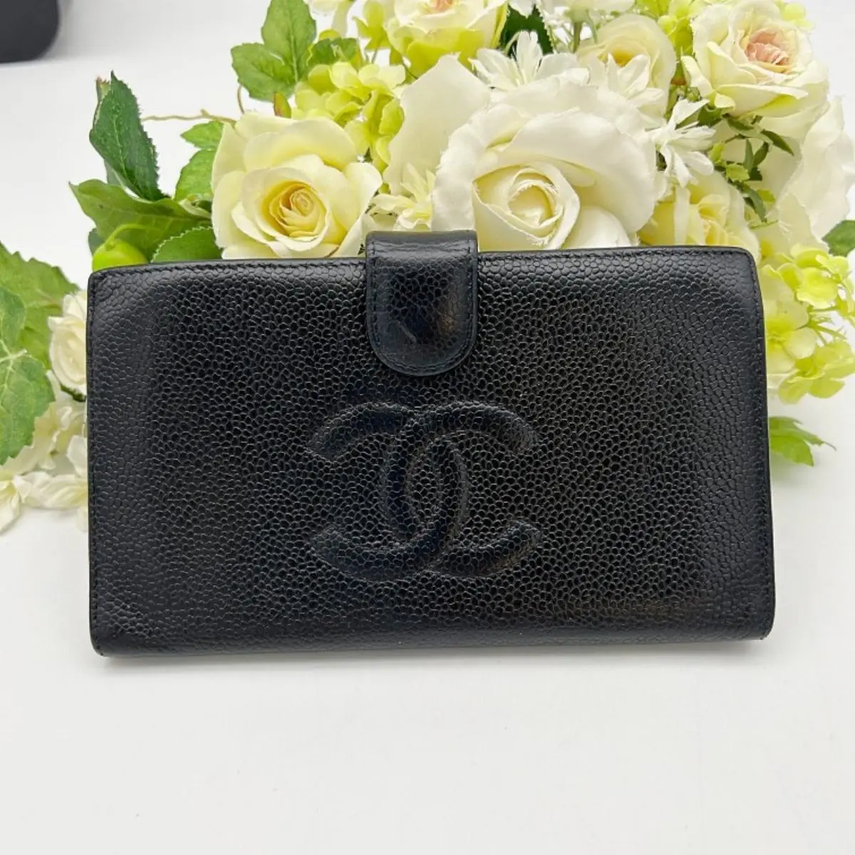 Pre-owned CHANEL As Shown Shoulder Bags Vintage Caviar Skin CC Logo Long Wallet ch6910de