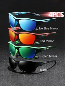 4 Pack Unisex Sports Fashion Glasses, Mountain Bike Glasses, Retro Style Multi-Color Lenses, Perfect for Cycling Fishing Running Hiking Outdoor Activities