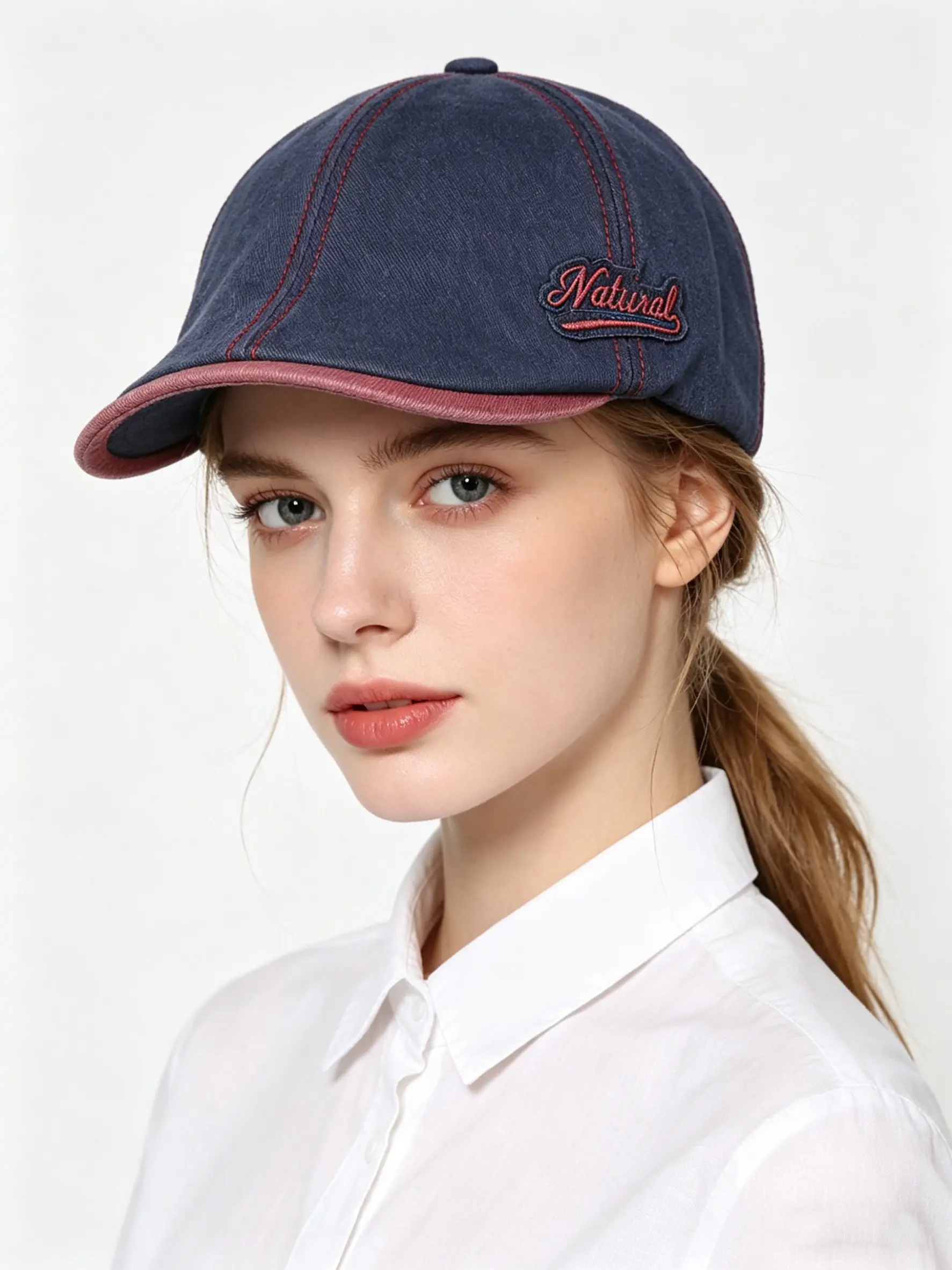 Vintage Letter Embroidery Baseball Hat, Japanese Style Newsboy Cap, Versatile Face-Fitting, All-Season Forward Cap