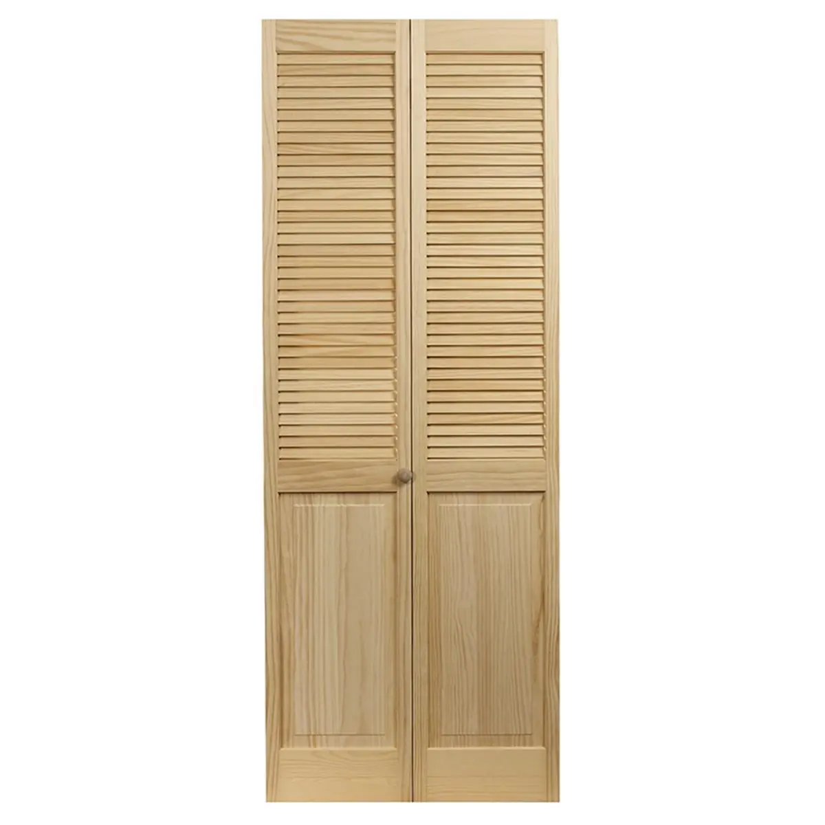 AWC 810520 Classic Rectangular Louvered Wood Bifold Door, 24 x 80.5 in. Model 105 Over Panel, Unfinished for Enhanced Airflow