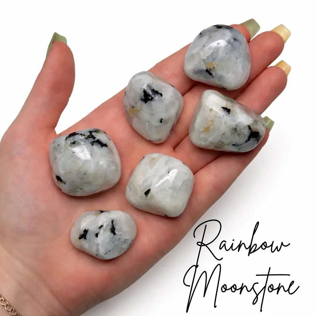 Rainbow Moonstone, Tumbled Rainbow Moonstone, Flashy Rainbow Moonstone