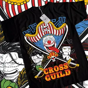 One Piece Anime T-shirt & Sweatshirt, Cross Guild Buggy Mihawk Crocodile Graphic Tee, Anime Manga Lover Gifts Casual Cotton