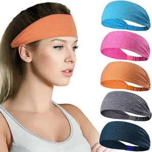 Sports Headbands for Men & Women 5 Pack Moisture Wicking Sweatbands Elastic Non Slip Sweat Bands Athletic Workout Fashion Wide Hair Bands for Running Cycling Basketball Yoga