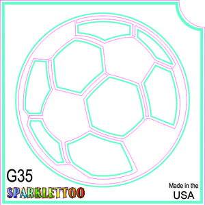212 MAIN Ruby Red Paint G35-2 2x2 in 2-Ply Soccer Ball Design Glitter Tattoo Stencils, 100-Pack, FDA Safe Easy-Apply Tattoo Art for Men's Costume & Special Occasion Accessories