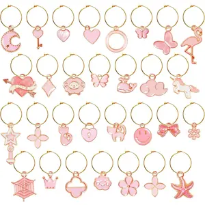 24 Pieces Glass Charms and Markers - Wine Glasses Identifier Drink Markers Tags for Christmas, Thanksgiving, Easter, Birthday Party Decorations