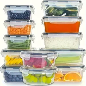 8pcs Set Multi-Size Transparent Food Storage Containers with Airtight Lids (4 Containers + 4 Lids) - Suitable for Fruits, Vegetables, Pasta, Meat, Etc. Kitchen Organizer - Microwave Safe, Reusable Polypropylene Kitchen Organization Set | Leakproof