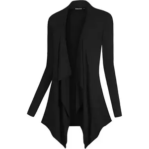 Women's Drape Front Open Cardigan Long Sleeve Irregular Hem