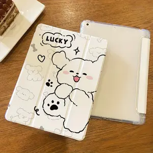 Cute dog, cat, rabbit patterns, with adjustable stand and pen slot, foldable non-slip TPU protective case, suitable for iPad mini, iPad Air, iPad Pro/iPad 10th generation, 11th generation and other series iPad protective cases