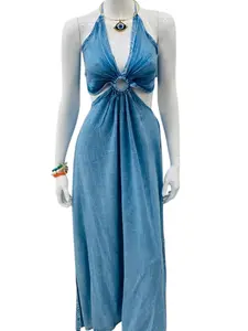 Adara Dark Denim Maxi Dress