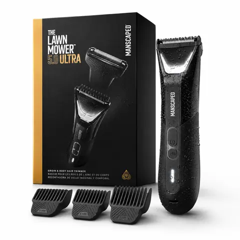 MANSCAPED The Lawn Mower 5.0 Ultra Groin & Body Hair Trimmer – Dual-Head SkinSafe Trimmer & Foil Blades, Waterproof Wet/Dry Groomer, USB-C Rechargeable with Travel Pouch, Men’s Ball Shaver, Adjustable Combs