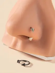 Punk Style C-shaped Nose Ring (2pcs), Stainless Steel Pierced Nose Ring for Women & Men, Fashion Jewelry for Party, Daily Clothing Decor, Trendy All-match & Exquisite Jewelry for Birthday Gift, Nose Piercing Jewelry