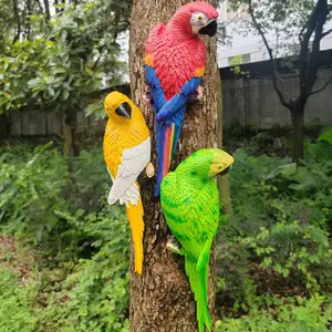 Realistic Parrot Bird Model Ornament, Garden Tree Trunk Decoration, Home Decor Craft, Artificial Bird Figurine for Yard and Indoor