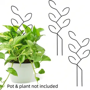 2-Pack Metal Plant Support Rack for Outdoor & Indoor Potted Plants 11.8" Small Garden Trellis for Climbing Vines Decorative Flower Support to Promote Upward Growth Functional Wire Plant Holder Set