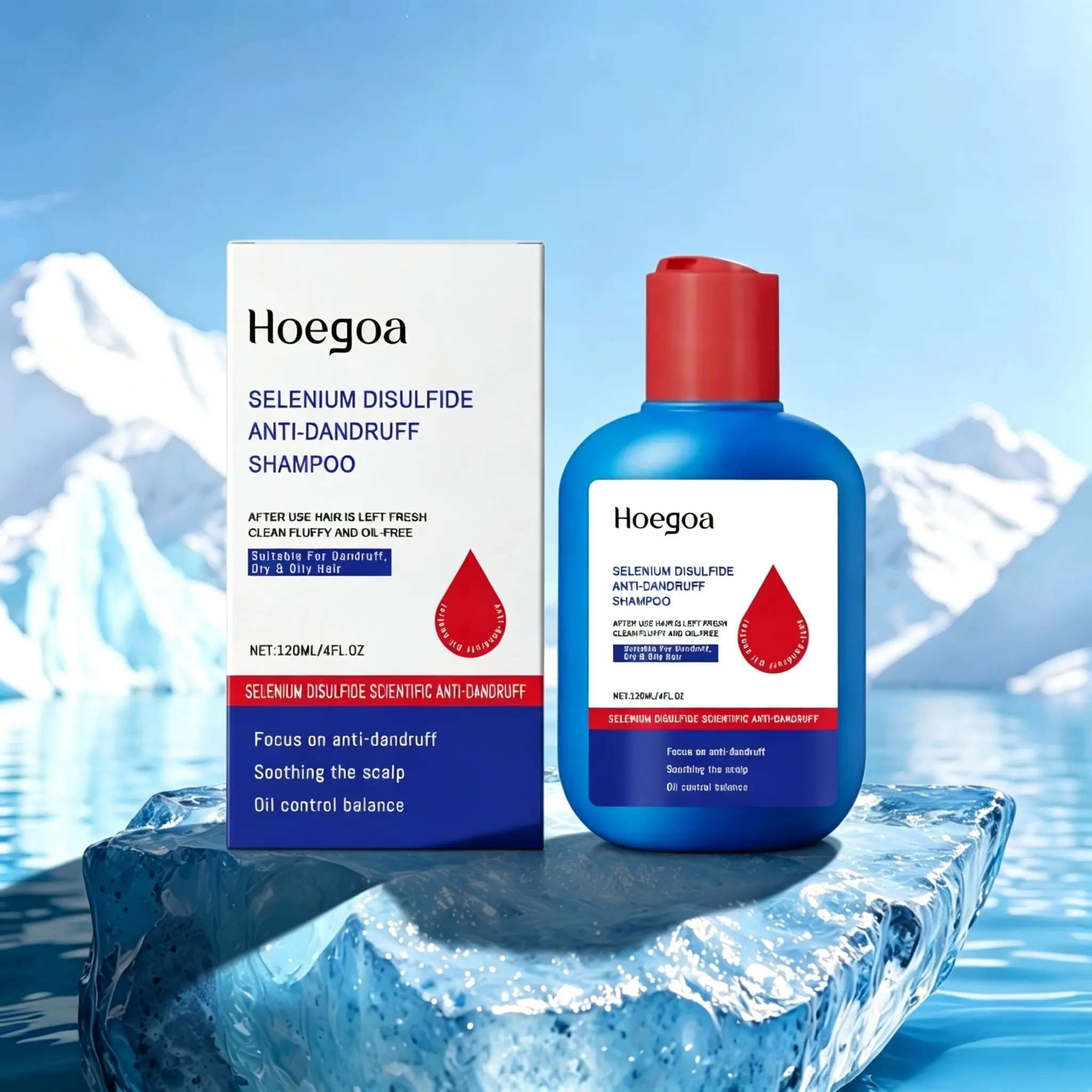 Bundle Pack Selenium Disulfide HOEGOA Hair Care Shampoo: Anti-Dandruff Anti-Itch Oil Control Refreshing Scalp Cleanser Shampoo 120ML, Gentle Comfort Cleansing Conditioner Haircare Bundle