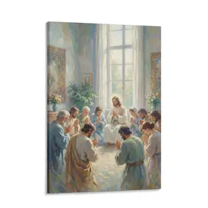 religious print Jesus and Apostles in Prayer Premium Canvas Art for Christian Homes Religious Wall Decor