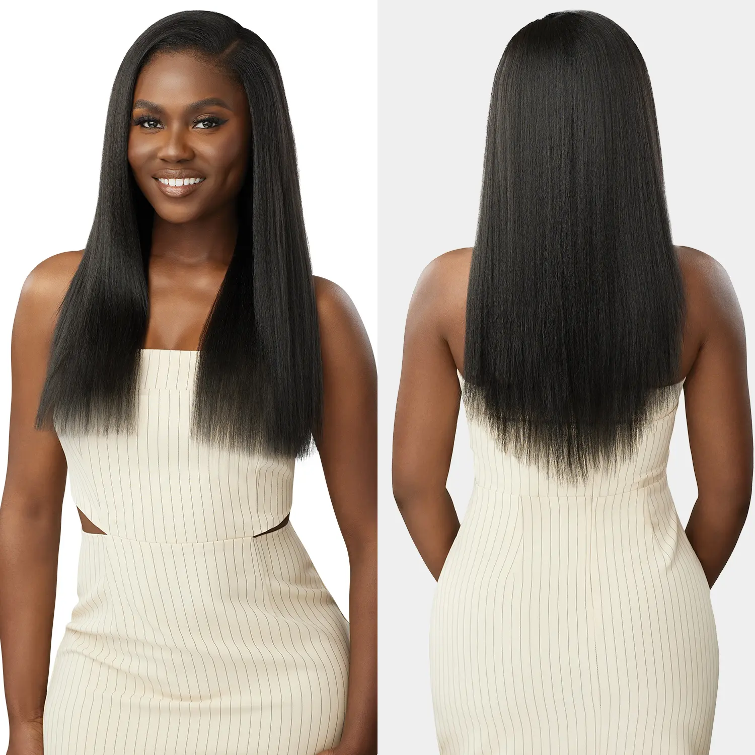 Outre Big Beautiful Hair Clip-in Extensions - 18in Premium Blend Natural Yaki Human Hair, 9pcs Curly Wavy Hairpieces for Quick Styles, Volume Boost & Long Pieces, 18In Hair Extension