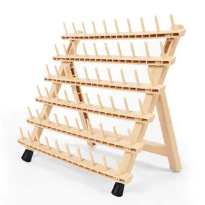 Braiding Hair Rack with 60 Pegs Standing Versatile Extension Hair Holder with 60 Spools - Ergonomic Braid Stand for Stylists - Time-Saving (wood)