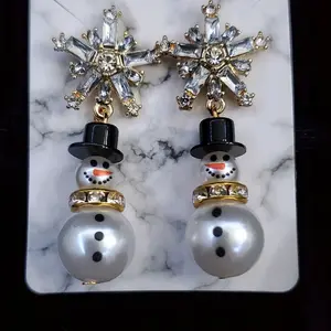 snowman beaded earrings