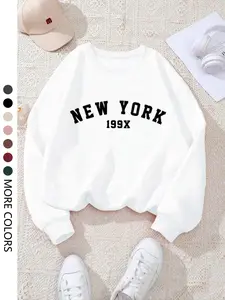 Women's Letter Print Crewneck Sweatshirt, Casual Long Sleeve Pullover Top for Spring & Fall, Soft Comfortable Fabric, Relaxed Fit for Daily Wear, Street Style & All-Season Casual Outfits