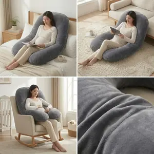 U-Shaped Full Body Pregnancy Pillow 60 Inch – Maternity Support Pillow with Removable Washable Velvet Cover – Comfortable Sleep for Pregnant Women – Back, Belly, Hip & Leg Pain Relief