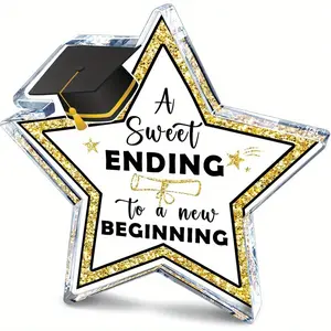 Graduation Acrylic Sign Decor, Desk Sign for Graduates, Wooden Star Shaped Sign, Graduation Party Decoration, Grad Gifts