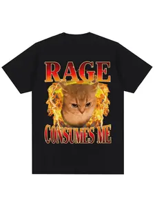 Fuuny Kittler funny cat model printed T-shirt Top for men and women, cute, fashionable and Casual short sleeved round neck T-shirt, streetwear