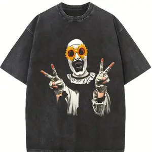 Retro Terrifier Art The Clown Tshirt, Scary Clown Tee, Creepy Slasher Film Graphic Shirt, Horror Fan Gift Top Womenswear