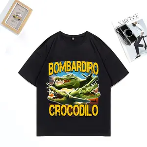 Camiseta divertida de Bombardiro Crocodilo Men's vintage Hip Hop streetwear T shirts short sleeve Cotton Unisex Oversized t-shirt