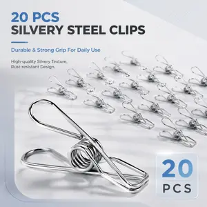 Metal clothespins, stainless steel clothespins, suitable for both indoor and outdoor use, for clothes clips and metal bag clips.