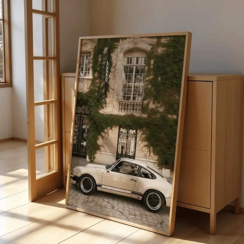 [Unframed Poster] Porsche 911 Poster Vintage Print Vogue Poster Photography Prints Wall Decor Porsche 964 Marlboro Poster Automotive Decor