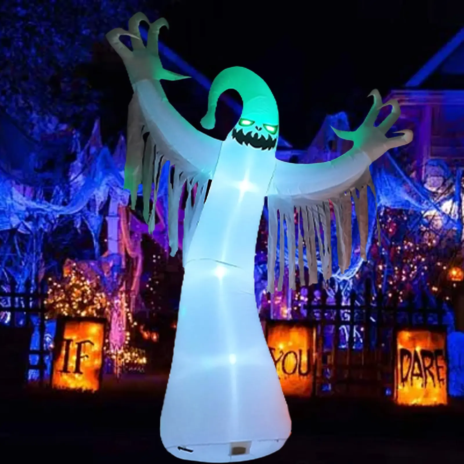 10 FT Halloween Inflatables Ghost Outdoor Decorations, Scary Ghost Halloween Decor with LED Light, Inflatable Ghost Blow Ups for Yard Outside Lawn Holiday Party Decorations