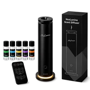 Waterless Scent Diffuser, Scent Diffuser Discovery Kit Covers up to 1500 sq ft, Aromatherapy Diffuser for Home, Plug-in, Not Rechargeable, Remote Control, Night Light, Timer, 5 Essential Oils Included