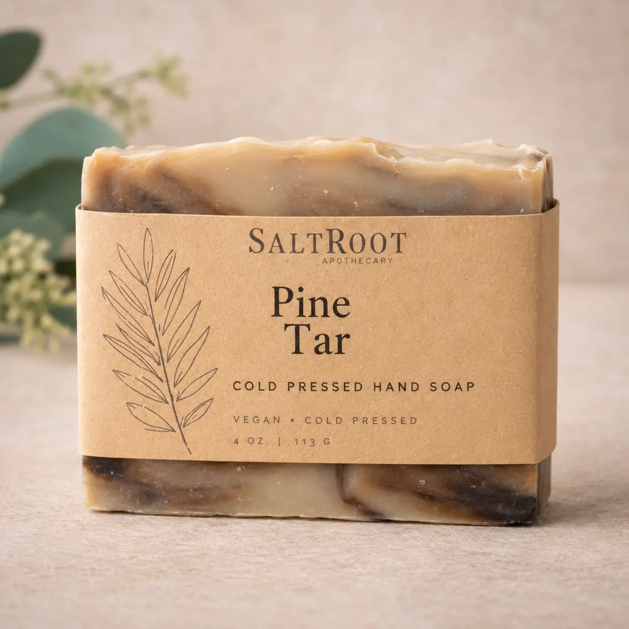 Pine Tar handcrafted vegan cold proccessed soap bar