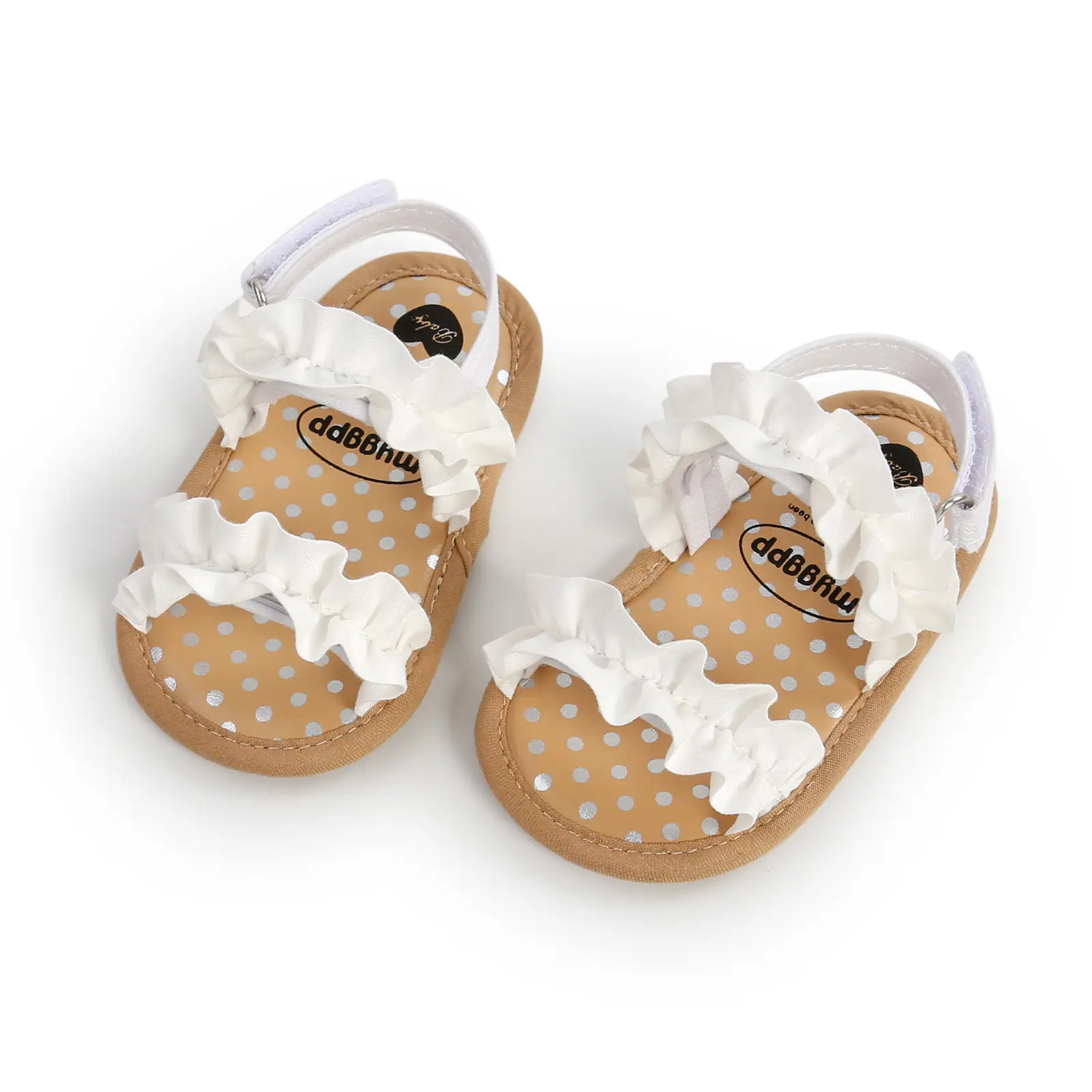 Baby Girls Sandals Ruffle Premium Soft Sole Anti-Slip Open Toe Breathable Summer Outdoor First Walker Shoes Infant 0-18M