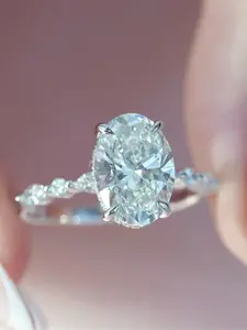 VEYRA 2ct Oval D Color VVS1 Hand-Cut Moissanite GRA Certified Custom Setting Available For Engagement Ring, Hand Picked