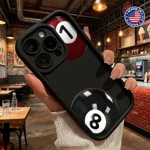 Cool Billiard Ball Number Pattern Design Case for iPhone 17 16 15 14 Pro Max 13 12 11 XR XS Plus Air Slim Lightweight Shockproof Anti Drop Protective Durable TPU Cover