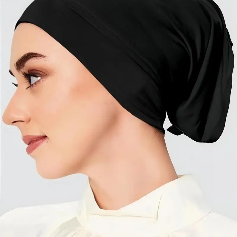 1 Piece Women's Minimalist Modesty Muslim Hijab Undercap Turban Cap, Elegant Solid Color Head Wrap Hat, Simple Style Clothes Accessories for Daily Use