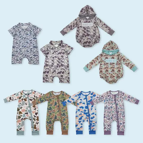 Baby Camouflage Print Long-Sleeve Toddler Romper, Baby Bodysuit & 1-Piece