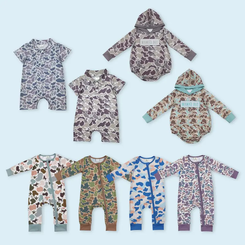 Baby Camouflage Print Long-Sleeve Toddler Romper, Baby Bodysuit & 1-Piece