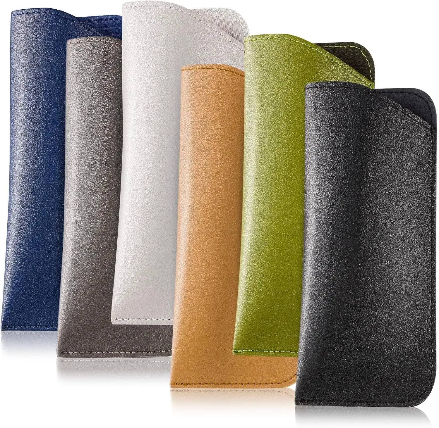 6 Pack Soft Glasses Cases, Leather Eyeglass Cases Travel Glasses Case for Women, Men, Kids