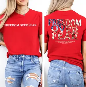 Freedom Over fear 1993-2025 Memorial Unisex T-Shirt, Unisex Patriotic Tee, Wear Red on October 14th Shirt, Christian Faith USA Pride Top, For Men, For Women