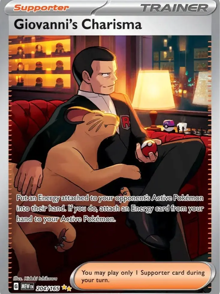 Giovanni's Charisma Single Non-Sports Trading Card - 204/165, SV: Scarlet & Violet 151, Raw Condition, Near Mint, No Grade