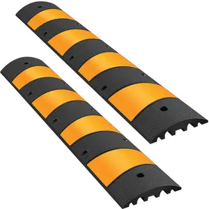 fathersdaygift  VEVOR 2pcs 6 Feet Rubber Speed Bump Driveway Modular Heavy Duty Speed Bumps 72.4x 12x 2.4 Inch Cable Protector Ramp for Garage Gravel Roads Asphalt Concrete